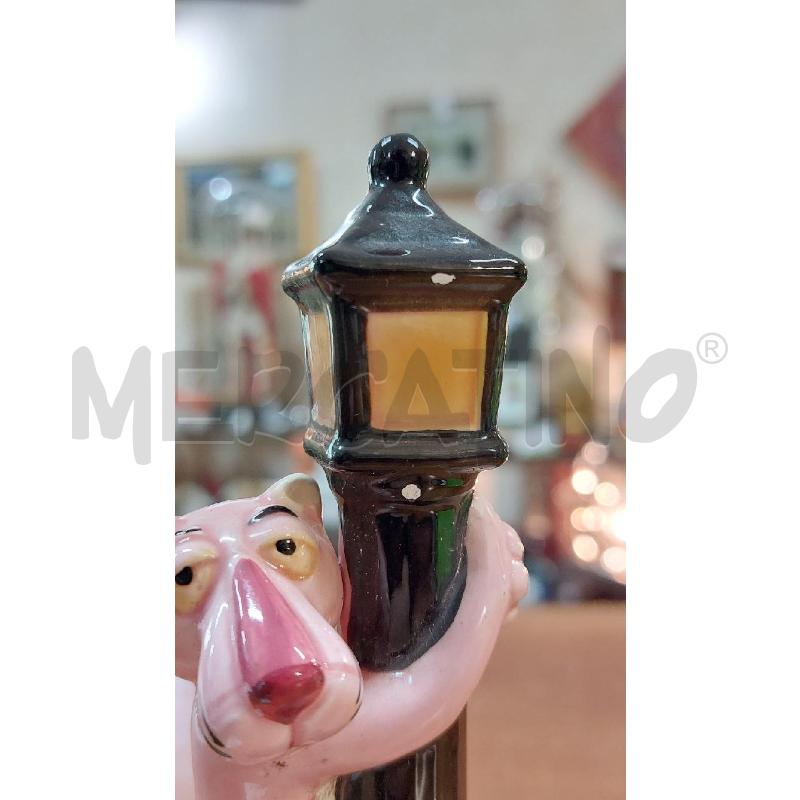 STATUETTA PORCELLANA PINK PANTER PANTERA ROSA LAMPIONE VINTAGE | Mercatino dell'Usato Manduria 5