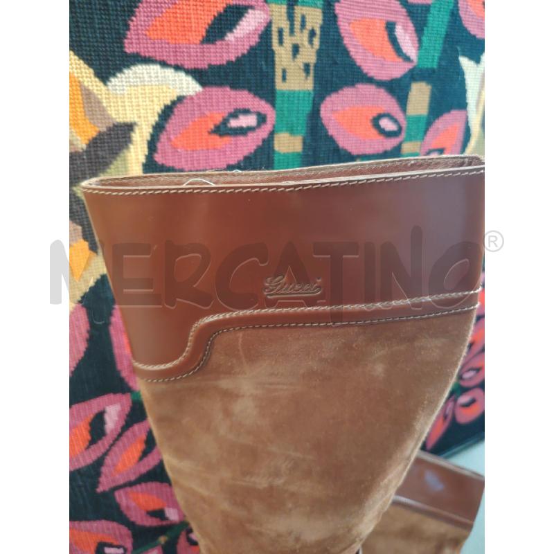 STIVALI DONNA 38 GUCCI PELLE MARRONI SCAMOSCIATI FIBBIA DORATA | Mercatino dell'Usato Manduria 5