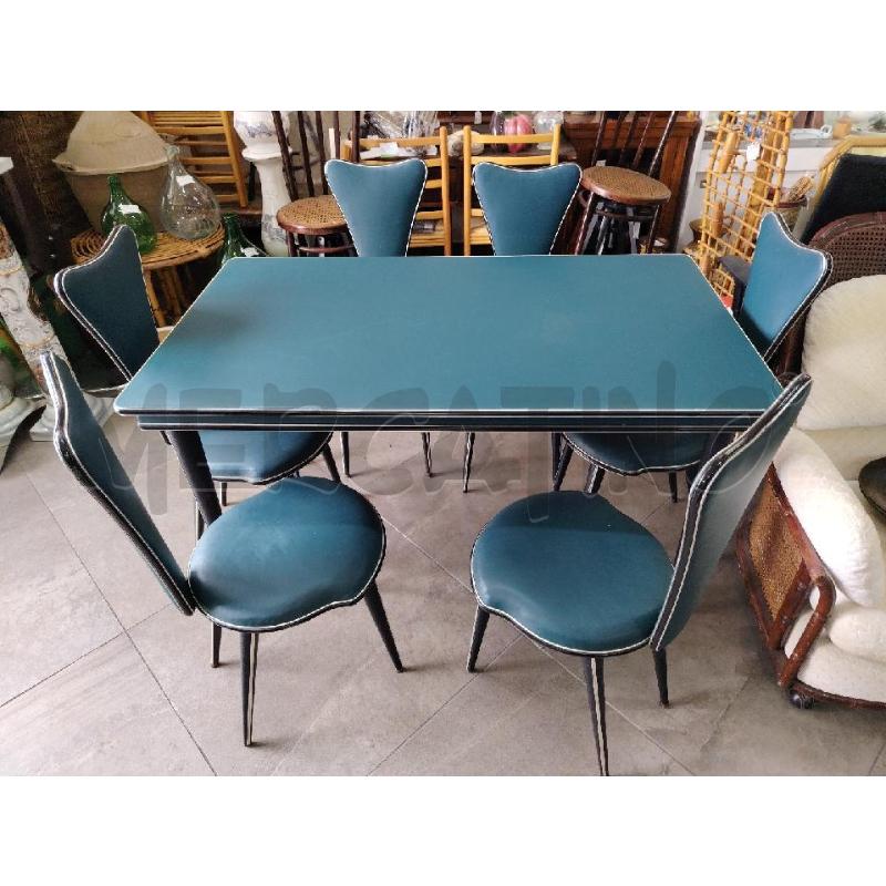 TAVOLO UMBERTO MASCAGNI RETTANGOLARE + 6 SEDIE OTTANIO 140X82 CIRCA  | Mercatino dell'Usato Manduria 2