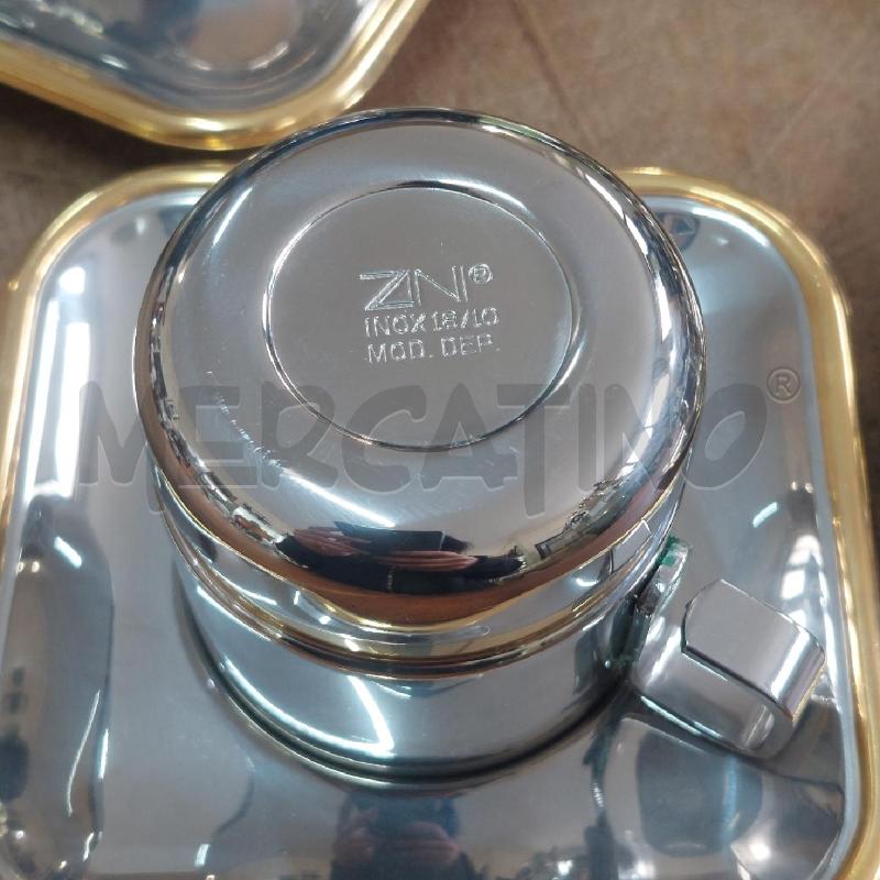 TAZZINE PZ 6 + PIATTINI ZINI INOX DETT DORATO | Mercatino dell'Usato Manduria 3
