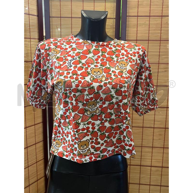T SHIRT DONNA MOSCHINO FRAGOLE ORSETTI  | Mercatino dell'Usato Manduria 1