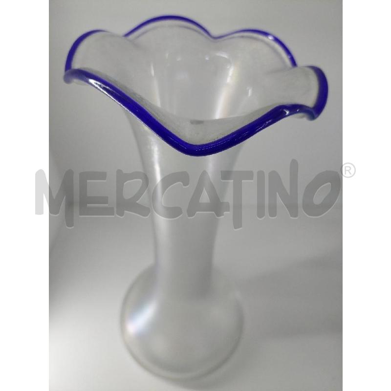 VASO ERWIN EISCH VETRO IRIDESCENTE BORDO BLU 32 CM | Mercatino dell'Usato Manduria 2