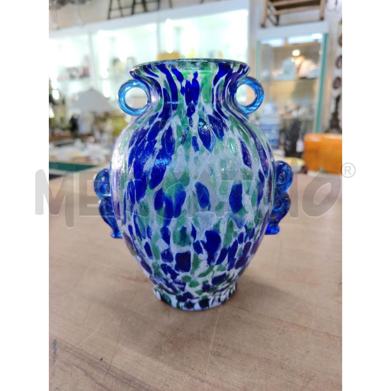 VASO MURANO BLU VERDE BIANCO RICCIOLI | Mercatino dell'Usato Manduria 1