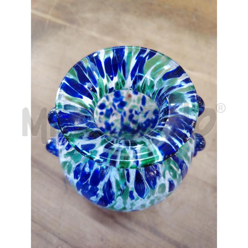 VASO MURANO BLU VERDE BIANCO RICCIOLI | Mercatino dell'Usato Manduria 2