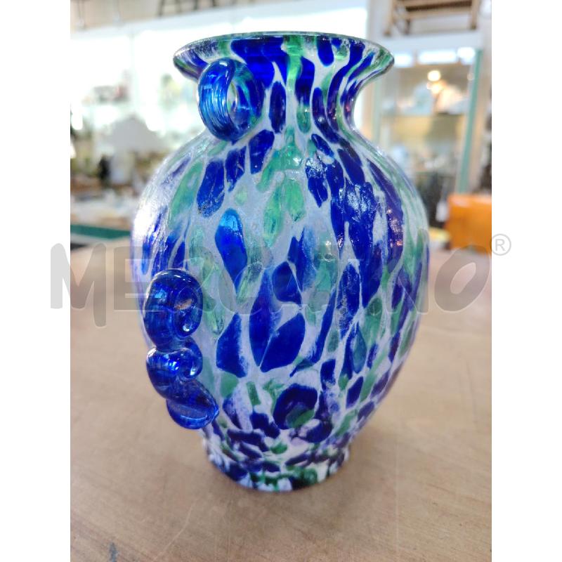VASO MURANO BLU VERDE BIANCO RICCIOLI | Mercatino dell'Usato Manduria 3