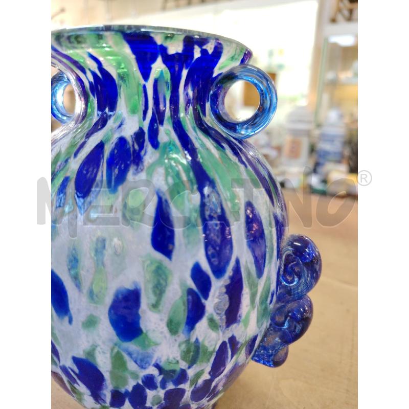 VASO MURANO BLU VERDE BIANCO RICCIOLI | Mercatino dell'Usato Manduria 4