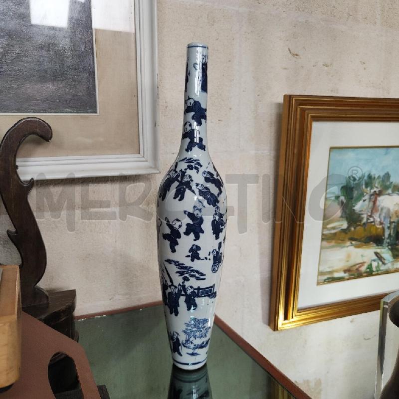 VASO PORCELLANA CINESE BIANCO BLU 39.5 CM FELATURA  | Mercatino dell'Usato Manduria 1