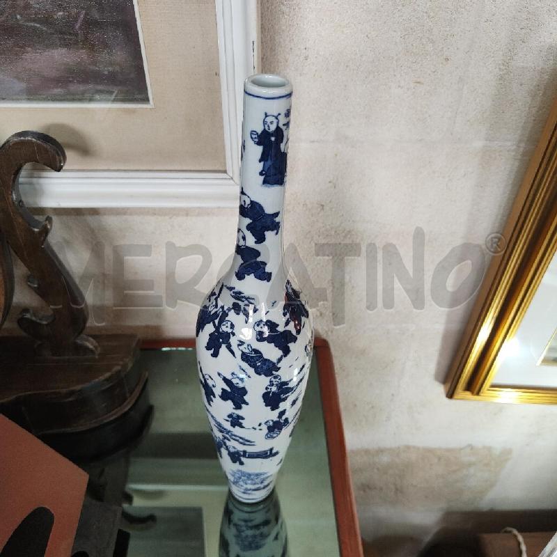 VASO PORCELLANA CINESE BIANCO BLU 39.5 CM FELATURA  | Mercatino dell'Usato Manduria 2