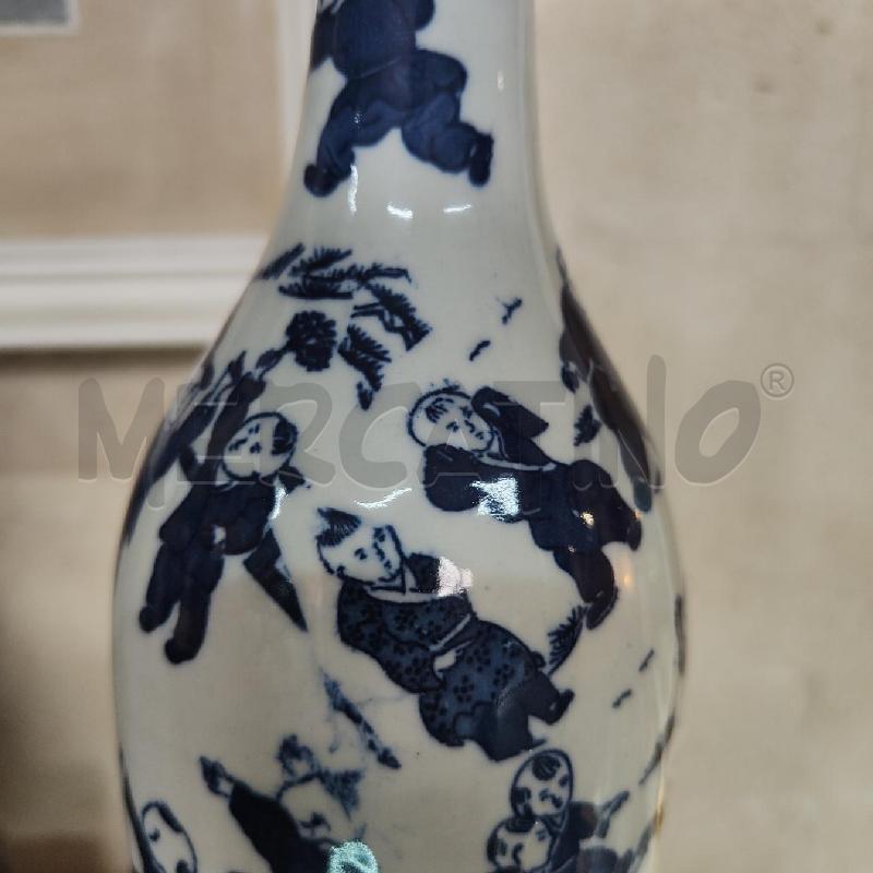 VASO PORCELLANA CINESE BIANCO BLU 39.5 CM FELATURA  | Mercatino dell'Usato Manduria 3