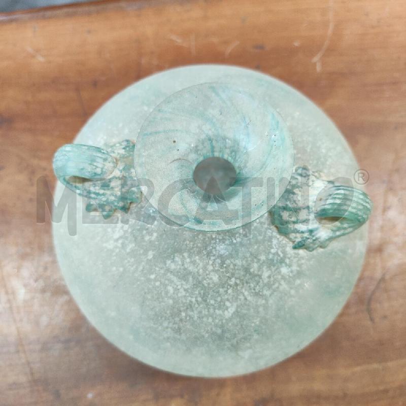 VASO VETRO SCAVO VERDE ACQUA MURANO MID CENTURY | Mercatino dell'Usato Manduria 2