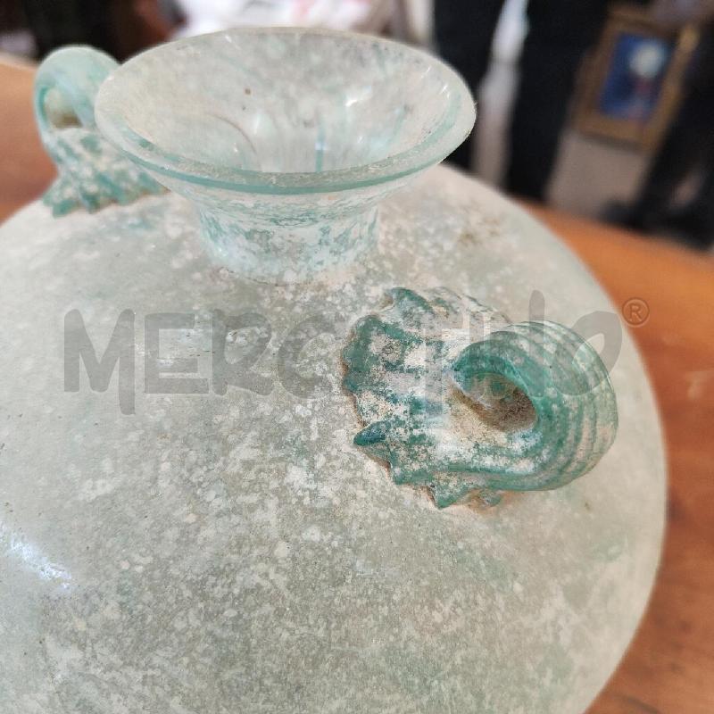 VASO VETRO SCAVO VERDE ACQUA MURANO MID CENTURY | Mercatino dell'Usato Manduria 3
