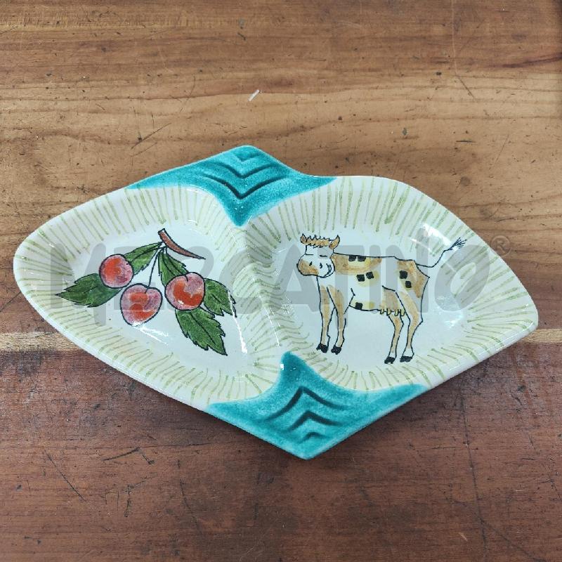 VASSOIETTO CERAMICA ROMETTI ITALY 663 CILIEGE MUCCA  | Mercatino dell'Usato Manduria 1