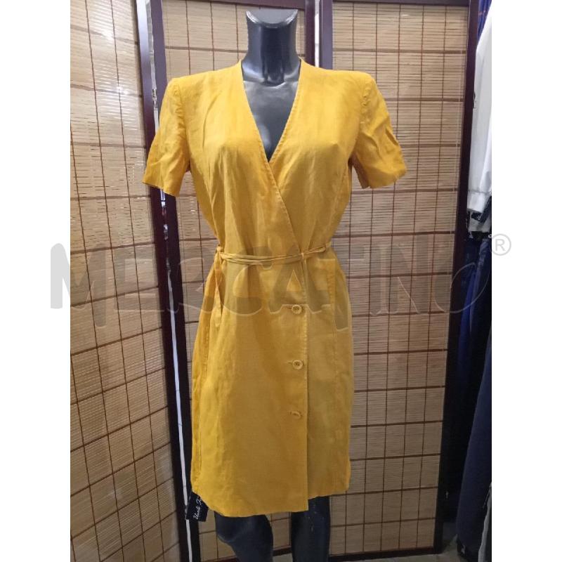 VESTITO DONNA 42 NORA GRANDI LINO OCRA A INCROCIO | Mercatino dell'Usato Manduria 1