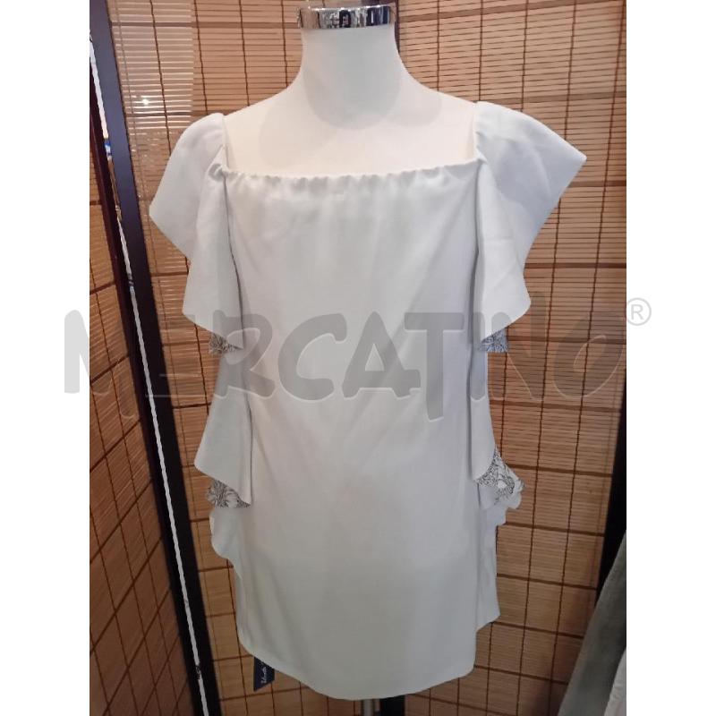 VESTITO DONNA 46 PINKO BIANCO VOLANT LATERALI ANANAS | Mercatino dell'Usato Manduria 1