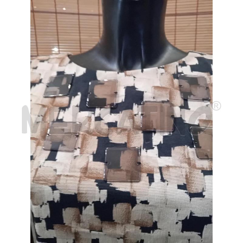 VESTITO DONNA PENNYBLACK DEC BEIGE NERO RIGA ROSSA  | Mercatino dell'Usato Manduria 4
