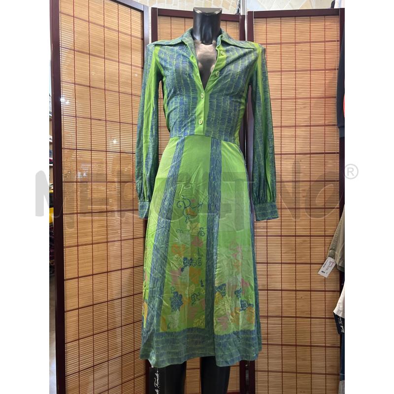 VESTITO DONNA PRINCESS RASPANTI ANNI '70 VERDE BLU CINTURA | Mercatino dell'Usato Manduria 1