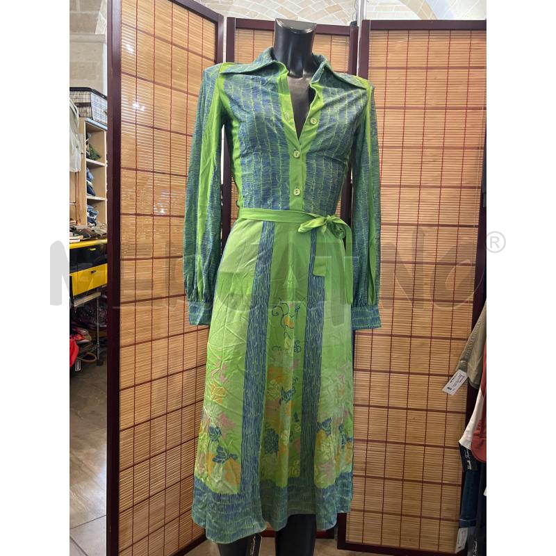 VESTITO DONNA PRINCESS RASPANTI ANNI '70 VERDE BLU CINTURA | Mercatino dell'Usato Manduria 2