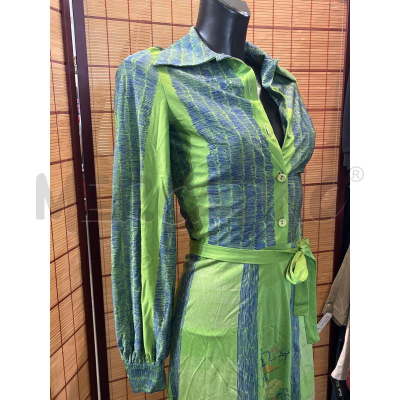 VESTITO DONNA PRINCESS RASPANTI ANNI '70 VERDE BLU CINTURA | Mercatino dell'Usato Manduria 4