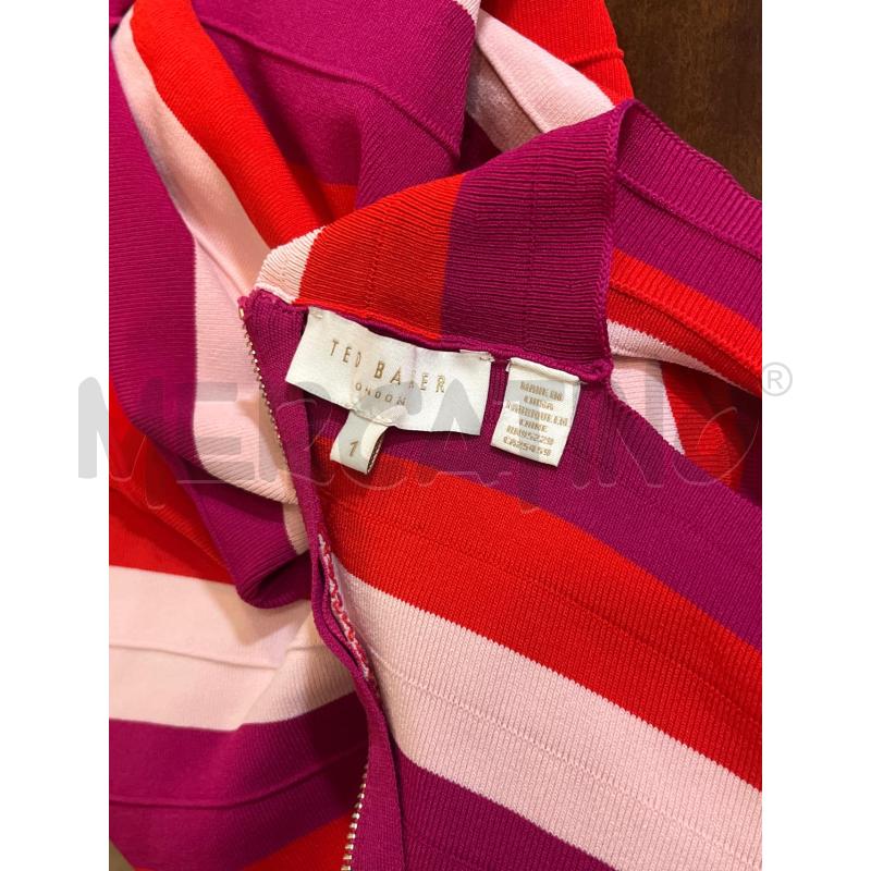 VESTITO DONNA TED BAKER ROSA ROSSO FUCSIA RIGHE | Mercatino dell'Usato Manduria 5