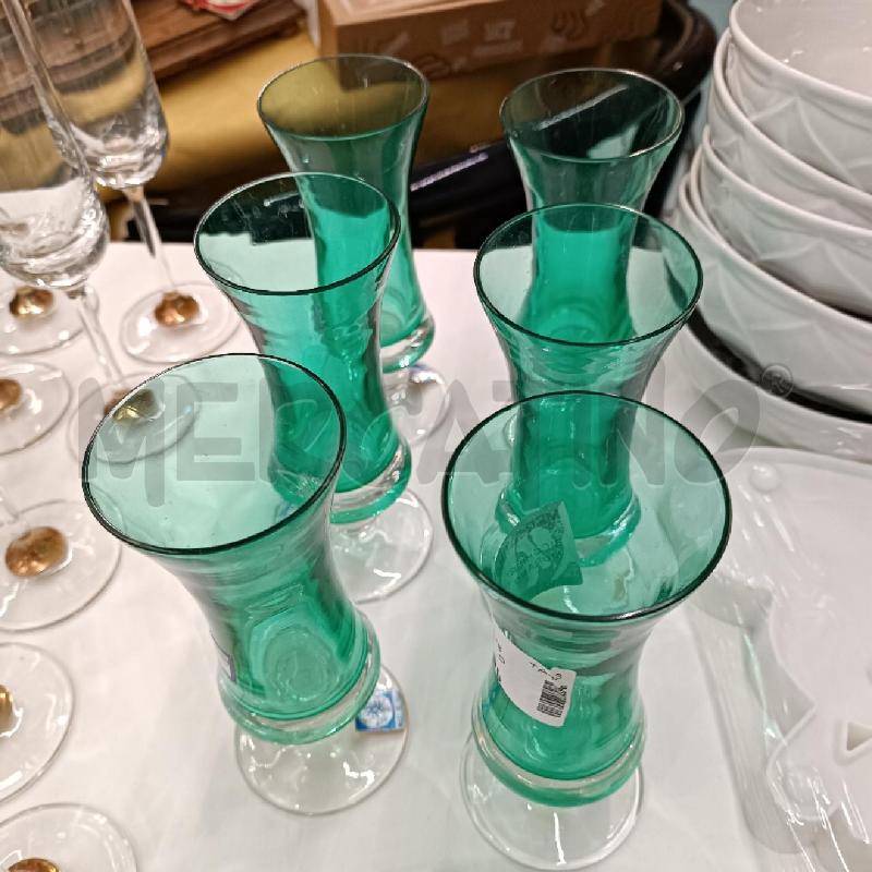 BICCHIERI PZ. 6 VETRO MURANO VERDE | Mercatino dell'Usato Martina franca 1