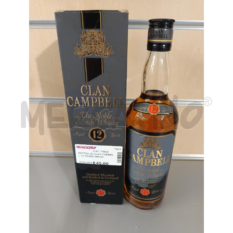 BOTTIGLIA CLAN CAMBELL 12 YEARS WHISKY | Mercatino dell'Usato Martina franca 1