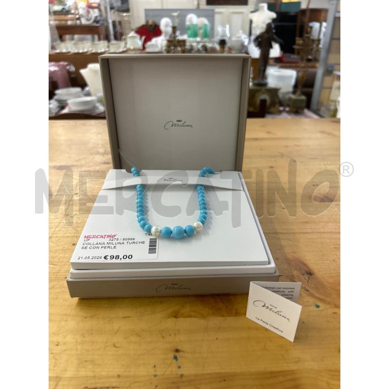 COLLANA MILUNA TURCHESE CON PERLE | Mercatino dell'Usato Martina franca 1