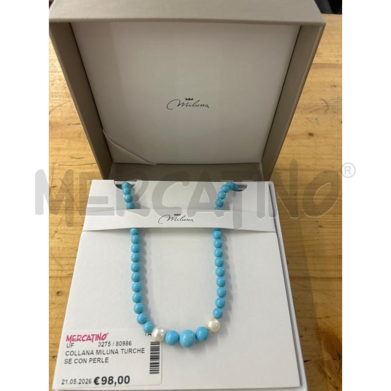 COLLANA MILUNA TURCHESE CON PERLE | Mercatino dell'Usato Martina franca 2