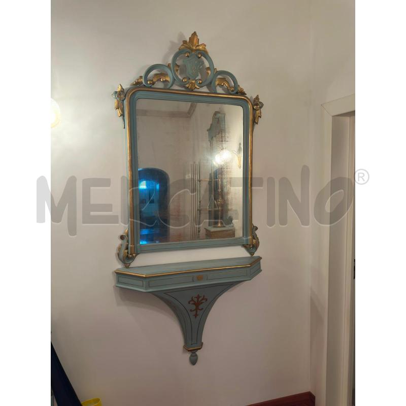 CONSOLLE CON SPECCHIO D'EPOCA AZZURRA | Mercatino dell'Usato Martina franca 1