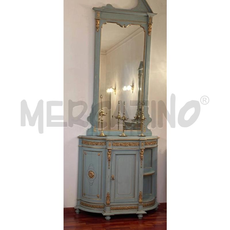CREDENZA CON SPECCHIO D'EPOCA AZZURRO | Mercatino dell'Usato Martina franca 1