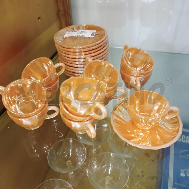TAZZINE PZ.12 CON PIATTINO ARANCIONE OPALESCENTE | Mercatino dell'Usato Martina franca 1