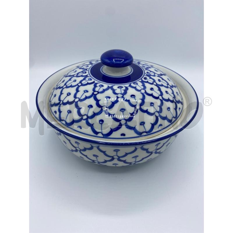 Biscottiera ceramica bianca blu tailandese