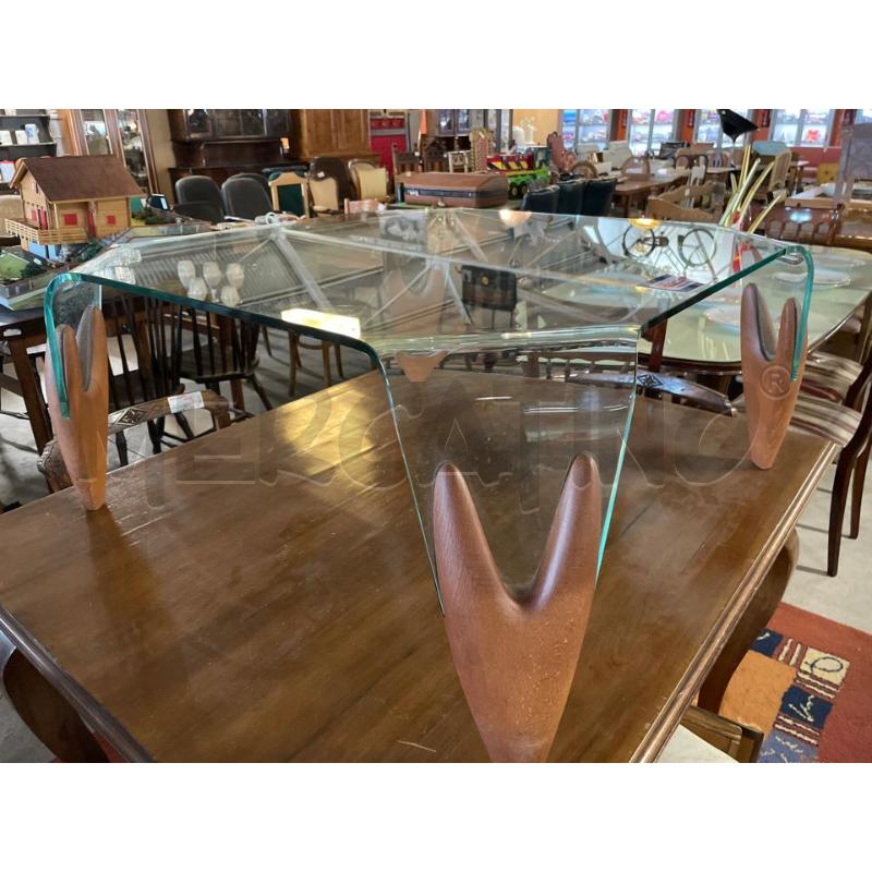 COFFEE TABLE - POSTMODERN SCULPTURAL GLASS - STYLE OF CALLIGARIS - SQUARE - TAVOLINO SALOTTO QUADRAT | Mercatino dell'Usato Teramo 1