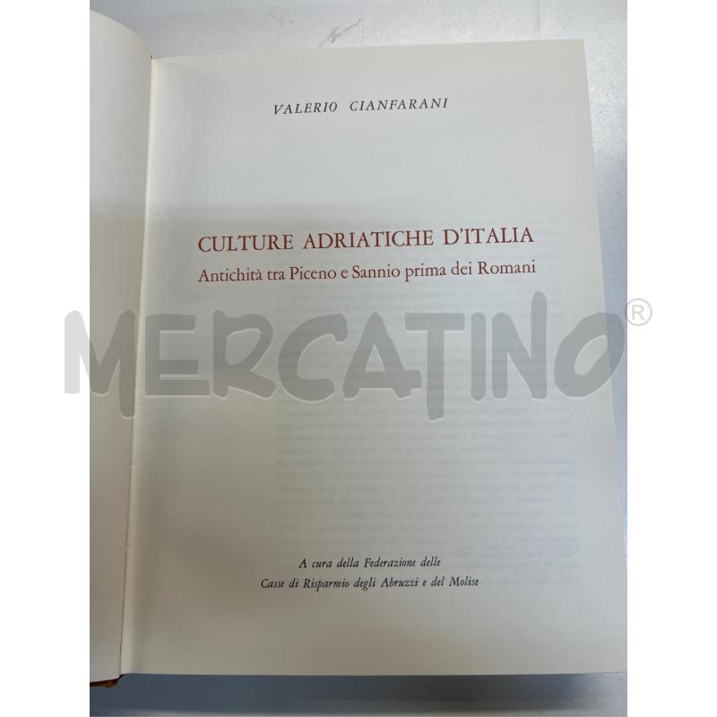 LIBRO CULTURE ADRIATICHE D'ITALIA. ANTICHITÀ TRA PICENO E SANNIO PRIMA DEI ROMANI  | Mercatino dell'Usato Teramo 2