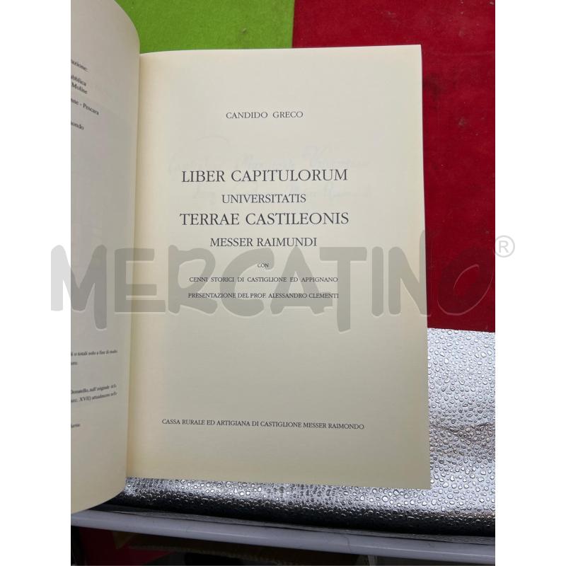 LIBRO LIBER CAPITULORUM TERRAE CASTILEONIS | Mercatino dell'Usato Teramo 2