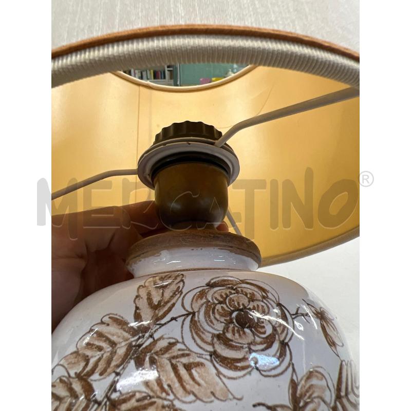 ABAT JOUR CERAMICA DIPINTA FIORE TONI MARRONI BASE LEGNO | Mercatino dell'Usato Teramo 3