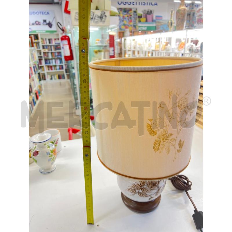 ABAT JOUR CERAMICA DIPINTA FIORE TONI MARRONI BASE LEGNO | Mercatino dell'Usato Teramo 4