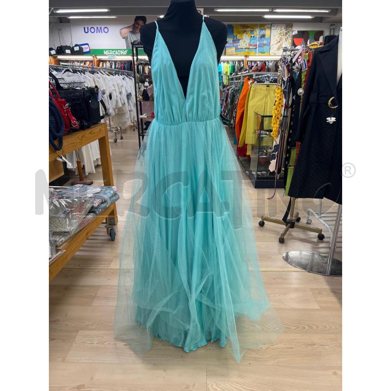 ABITO DONNA DA CERIMONIA FELEPPA VERDE ACQUA TULLE LUREX ARGENTATO | Mercatino dell'Usato Teramo 1