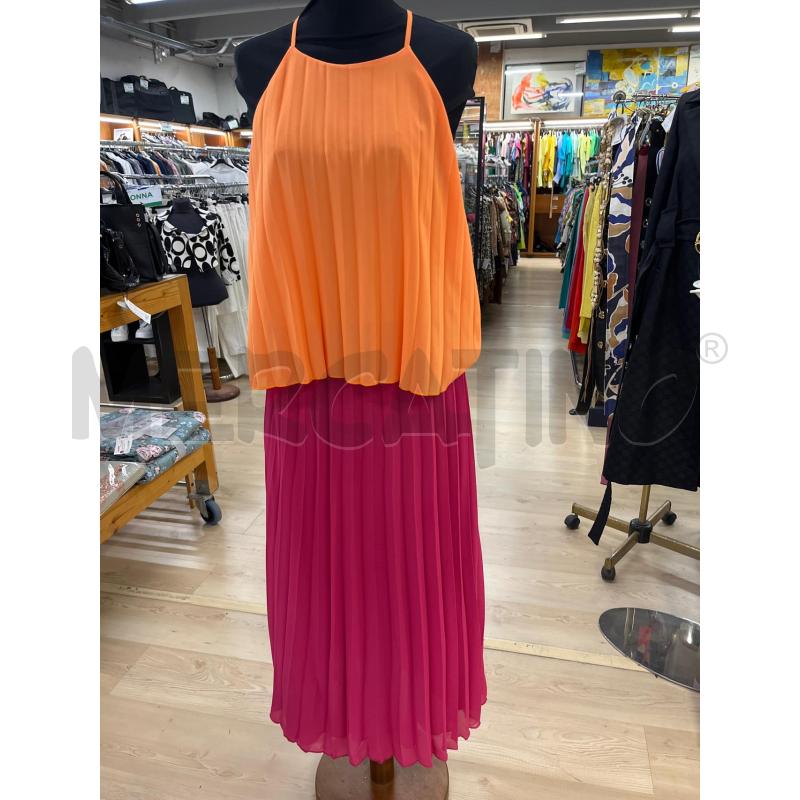 ABITO DONNA OLTRE LUNGO TOP PLISSETTATO ARANCIONE GONNA FUCSIA SCOLO AMERICANA | Mercatino dell'Usato Teramo 1