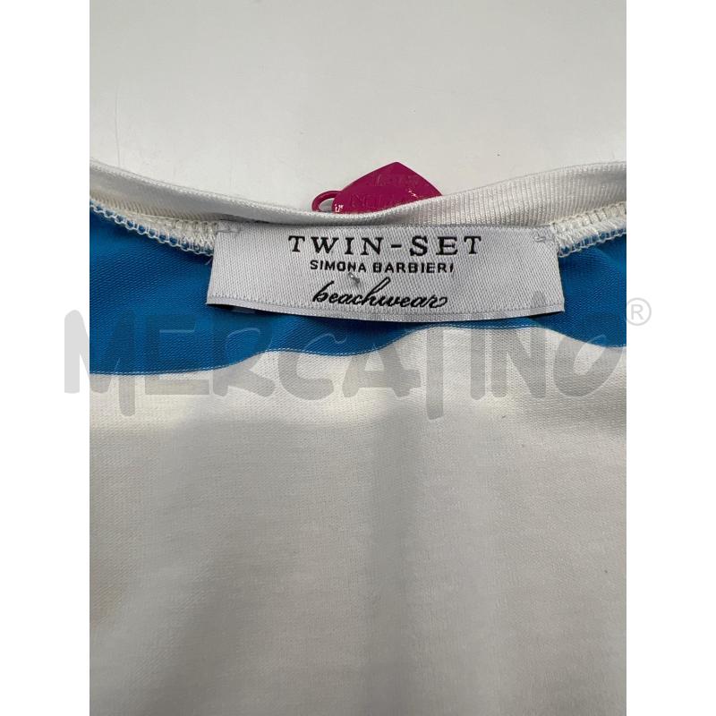 ABITO DONNA TWIN SET FASCE ORIZZONTALI TURCHESE BIANCO FUCSIA MANICA CORTA | Mercatino dell'Usato Teramo 4