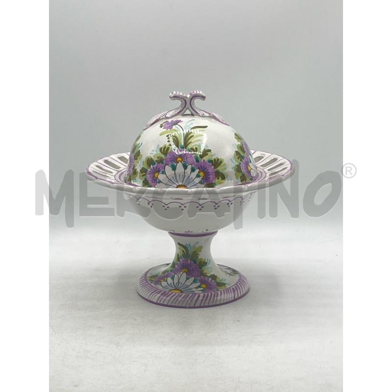 ALZATA CERAMICA VIOLA FIORI BORDO TRAF MIGNINI | Mercatino dell'Usato Teramo 1
