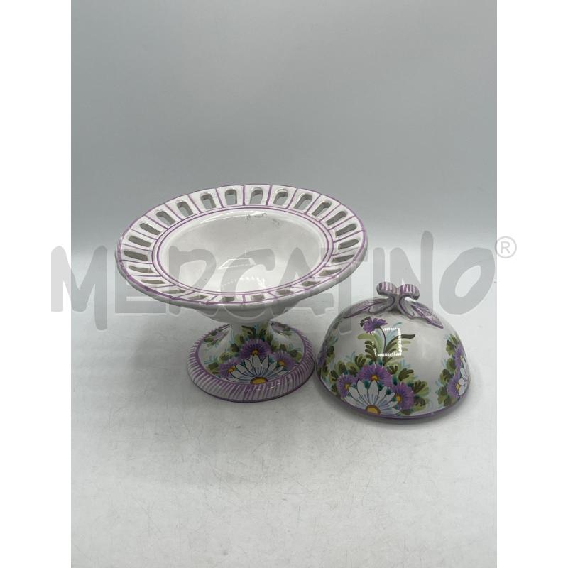 ALZATA CERAMICA VIOLA FIORI BORDO TRAF MIGNINI | Mercatino dell'Usato Teramo 2