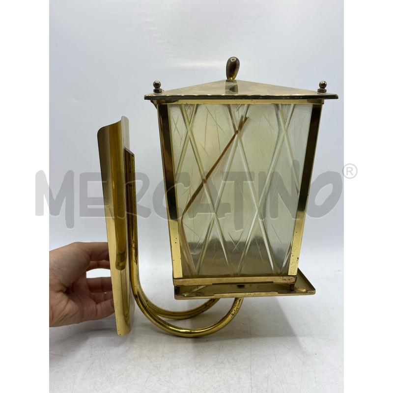 APPLIQUE A PARETE OTTONE VINTAGE T LANTERNA CON VETRI | Mercatino dell'Usato Teramo 1