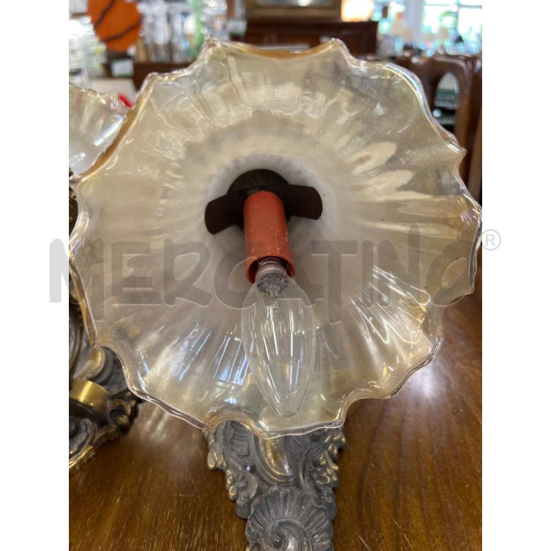 APPLIQUE COPPIA OTTONE EPOCA LAVORATE 1 LUCE IN VETRO SATINATO  | Mercatino dell'Usato Teramo 3