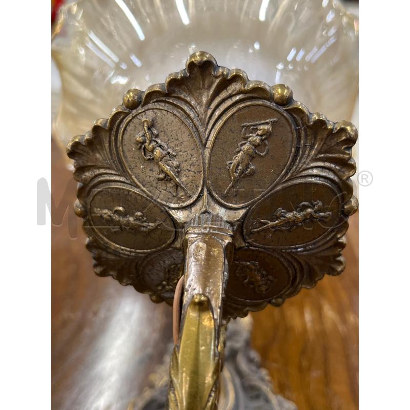APPLIQUE COPPIA OTTONE EPOCA LAVORATE 1 LUCE IN VETRO SATINATO  | Mercatino dell'Usato Teramo 4