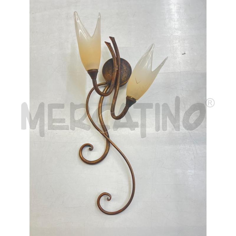 APPLIQUE FARETTI 2 LUCI FERRO CALLA FIORE VETRO | Mercatino dell'Usato Teramo 1