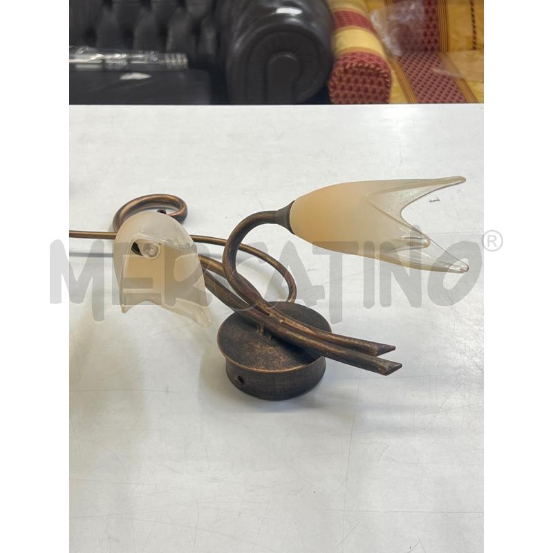 APPLIQUE FARETTI 2 LUCI FERRO CALLA FIORE VETRO | Mercatino dell'Usato Teramo 2