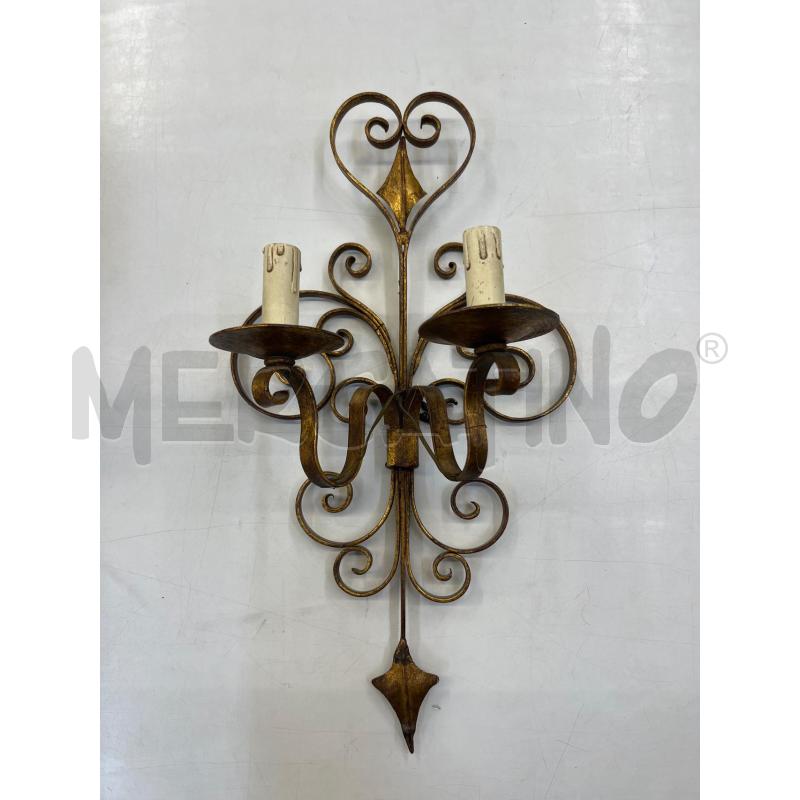 APPLIQUE FERRO BATTUTO DORATO 2 LUCI | Mercatino dell'Usato Teramo 1