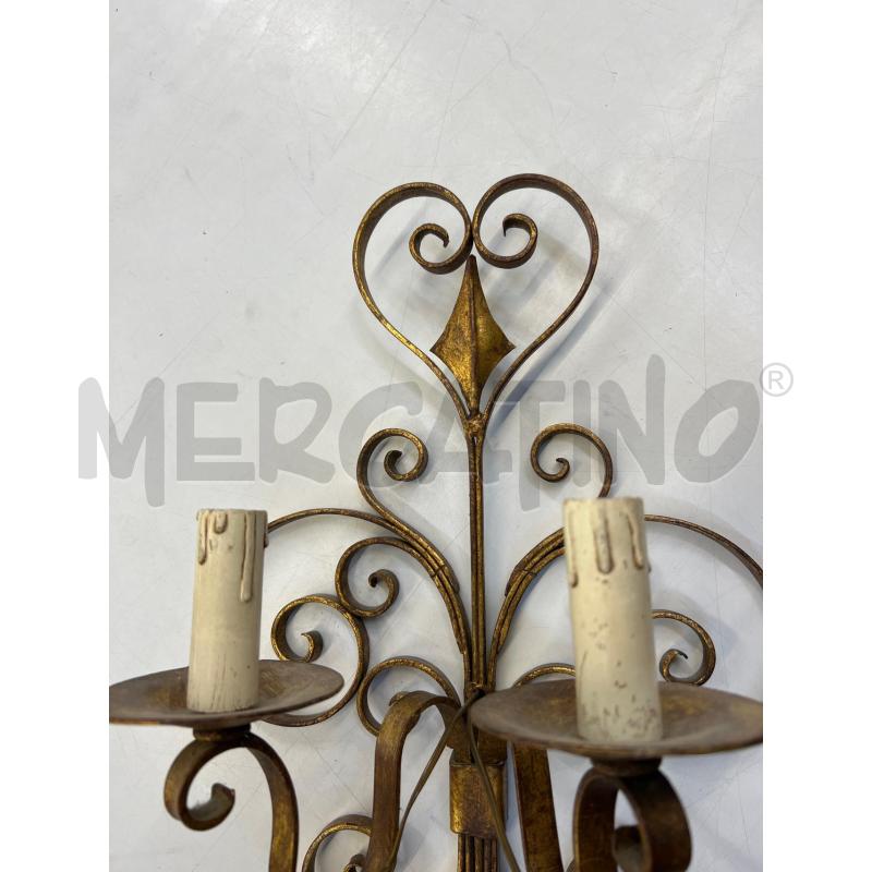 APPLIQUE FERRO BATTUTO DORATO 2 LUCI | Mercatino dell'Usato Teramo 2