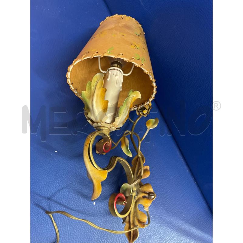 APPLIQUE FERRO BATTUTO FIORI METALLO LAVORATI 1 LUCE+CAPPELLO | Mercatino dell'Usato Teramo 4