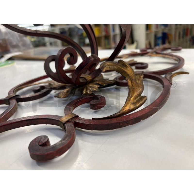 APPLIQUE FERRO BATTUTO ROSSA ARTIGIANALE GRANDE 3 LUCI  | Mercatino dell'Usato Teramo 2